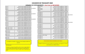 Horaires des entraînements