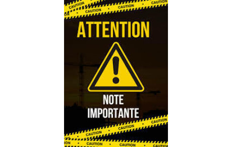 NOTE IMPORTANTE